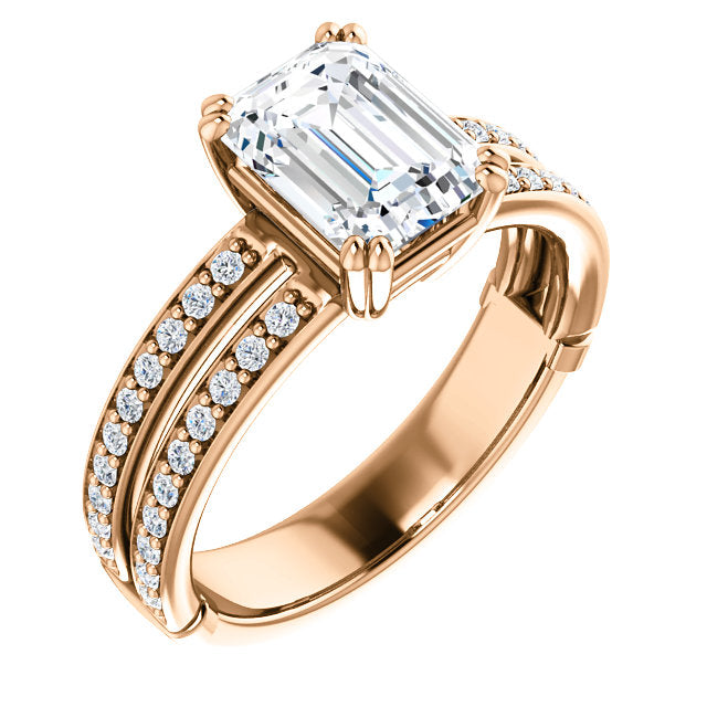 Emerald Cut Double Row Engagement Ring - Michael E. Minden Diamond Jewelers