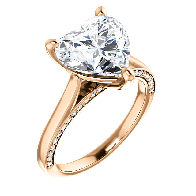 Heart Shape Diamond Detail Engagement Ring - Michael E. Minden Diamond Jewelers