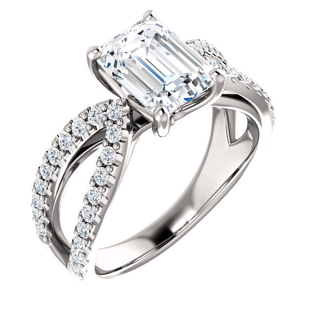 Emerald Split Semi-Mount Engagement Ring - Michael E. Minden Diamond Jewelers