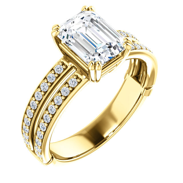 Emerald Cut Double Row Engagement Ring - Michael E. Minden Diamond Jewelers