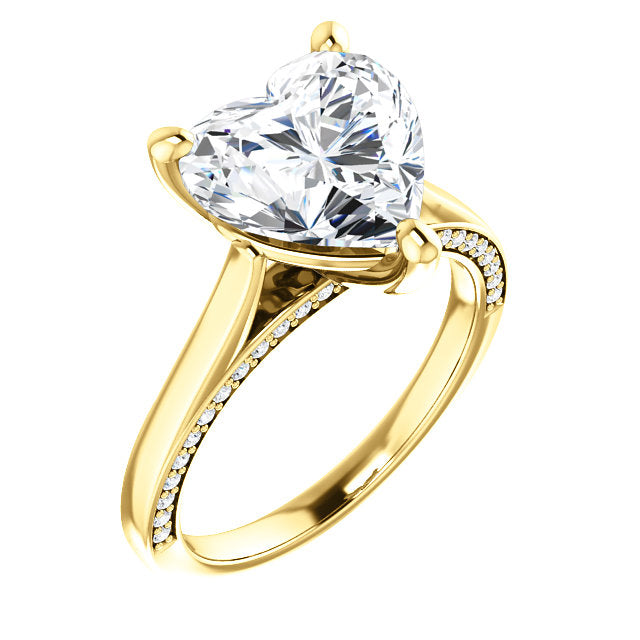 Heart Shape Diamond Detail Engagement Ring - Michael E. Minden Diamond Jewelers