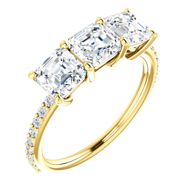 Asscher Cut Three-Stone Engagement Ring - Michael E. Minden Diamond Jewelers