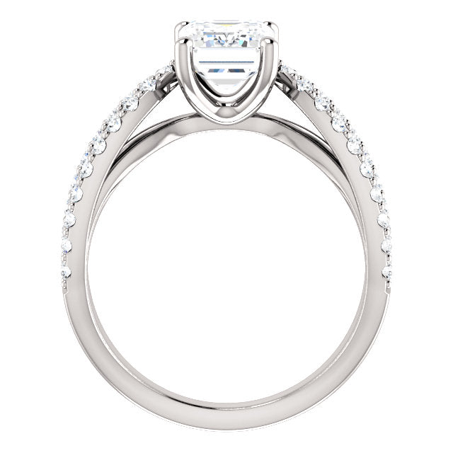 Emerald Split Semi-Mount Engagement Ring - Michael E. Minden Diamond Jewelers