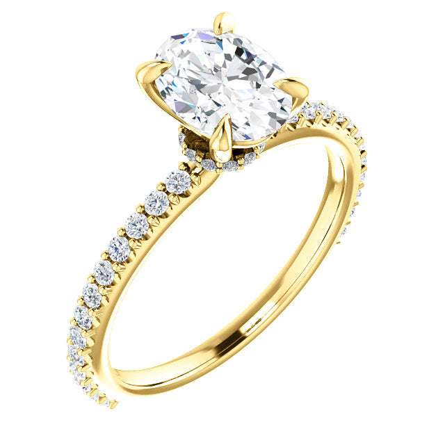 Oval Shape Set With Hidden Under Halo Engagement Ring - Michael E. Minden Diamond Jewelers