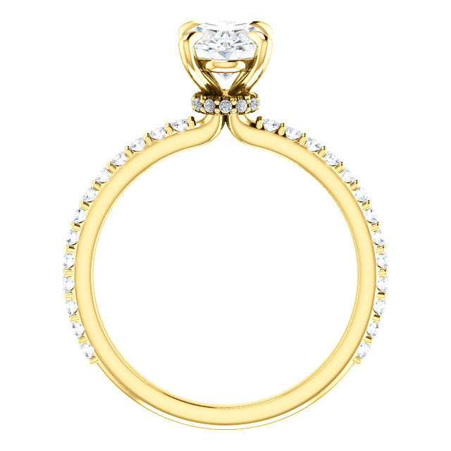 Oval Shape Set With Hidden Under Halo Engagement Ring - Michael E. Minden Diamond Jewelers