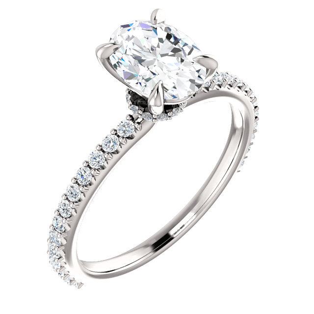 Oval Shape Set With Hidden Under Halo Engagement Ring - Michael E. Minden Diamond Jewelers