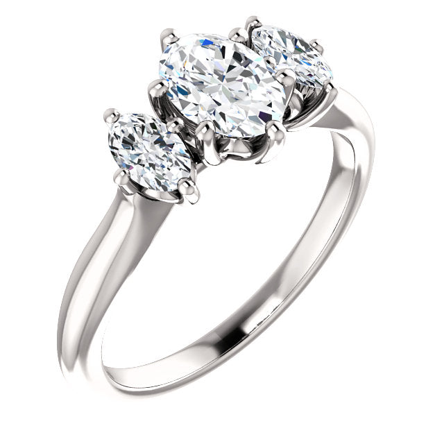 Oval Three-Stone Engagement Ring - Michael E. Minden Diamond Jewelers
