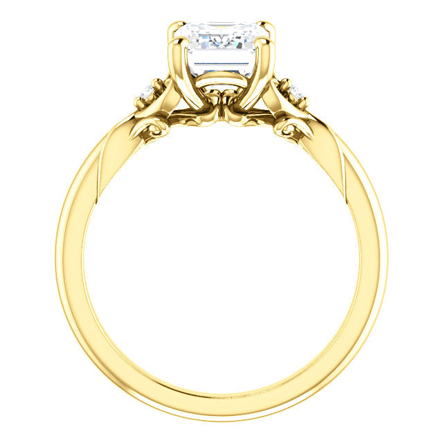 Emerald Intricate Heart Detail Engagement Ring - Michael E. Minden Diamond Jewelers