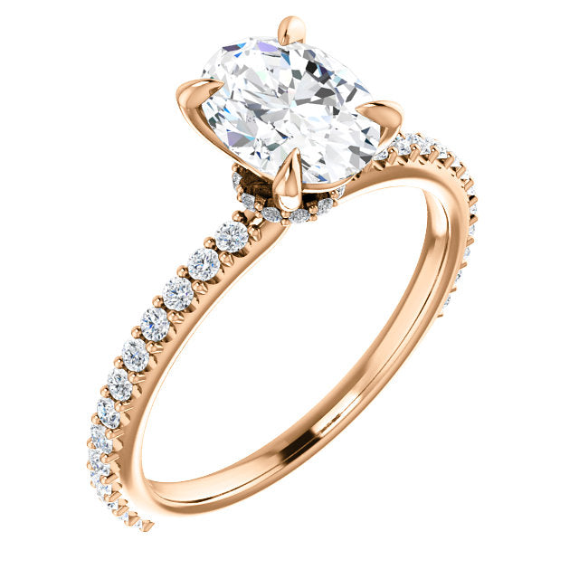 Oval Shape Set With Hidden Under Halo Engagement Ring - Michael E. Minden Diamond Jewelers