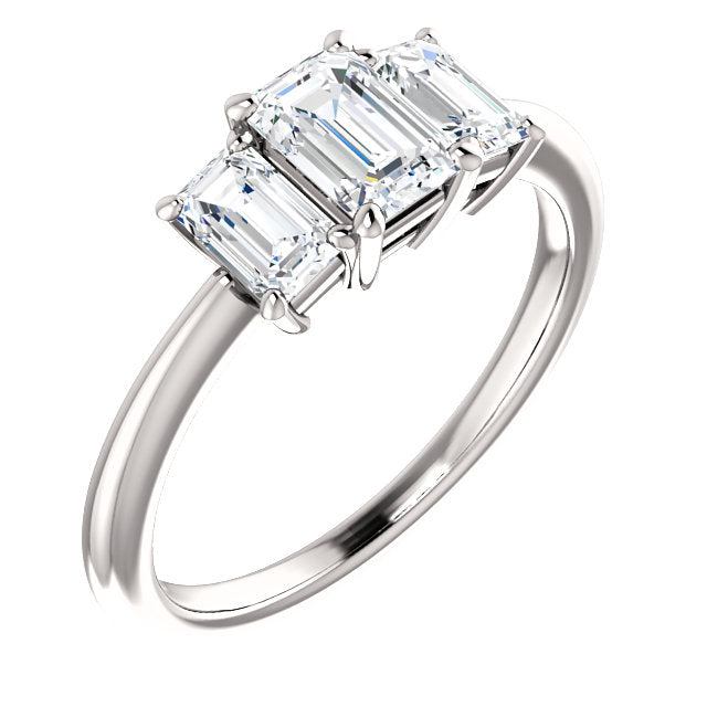 Emerald Three-Stone Classic Engagement Ring - Michael E. Minden Diamond Jewelers