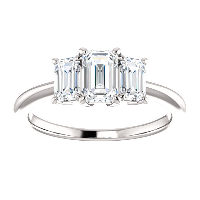 Emerald Three-Stone Classic Engagement Ring - Michael E. Minden Diamond Jewelers