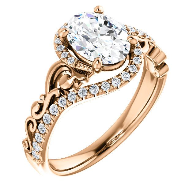 Sculptural Oval Halo Engagement Ring - Michael E. Minden Diamond Jewelers