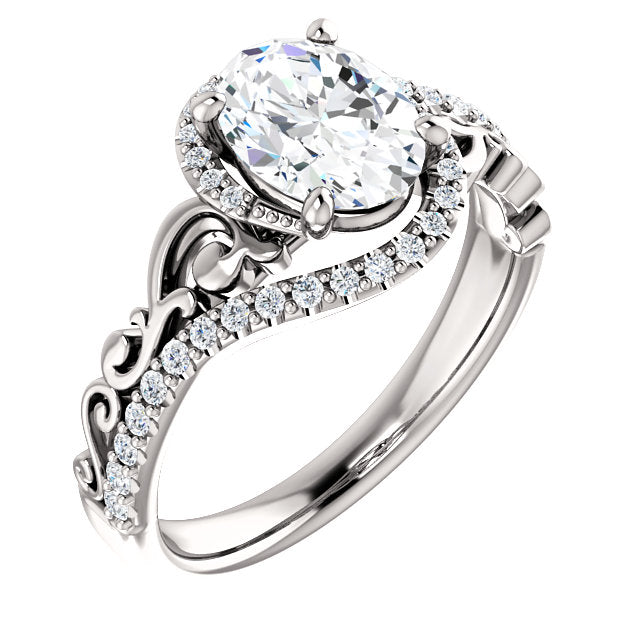 Sculptural Oval Halo Engagement Ring - Michael E. Minden Diamond Jewelers