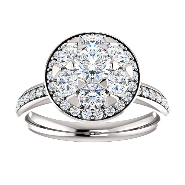 Round Cluster Halo-Style Engagement Ring - Michael E. Minden Diamond Jewelers