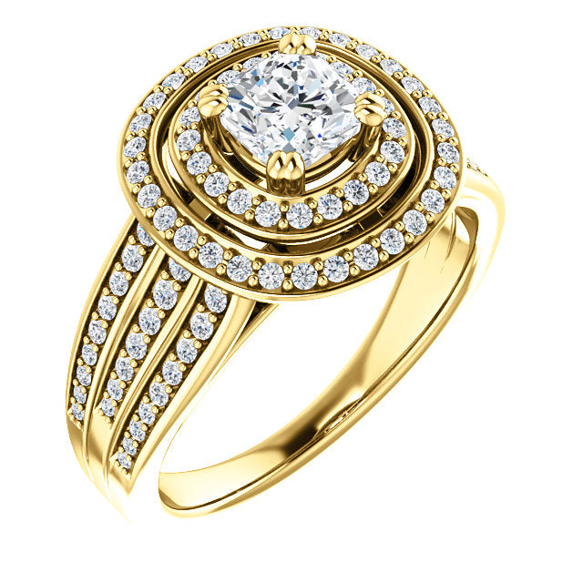 Double Halo Three Row Engagement Ring - Michael E. Minden Diamond Jewelers