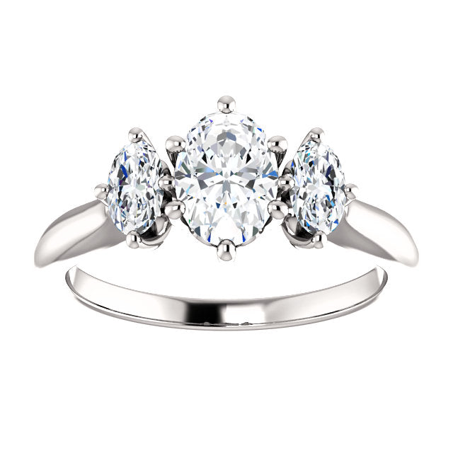 Oval Three-Stone Engagement Ring - Michael E. Minden Diamond Jewelers