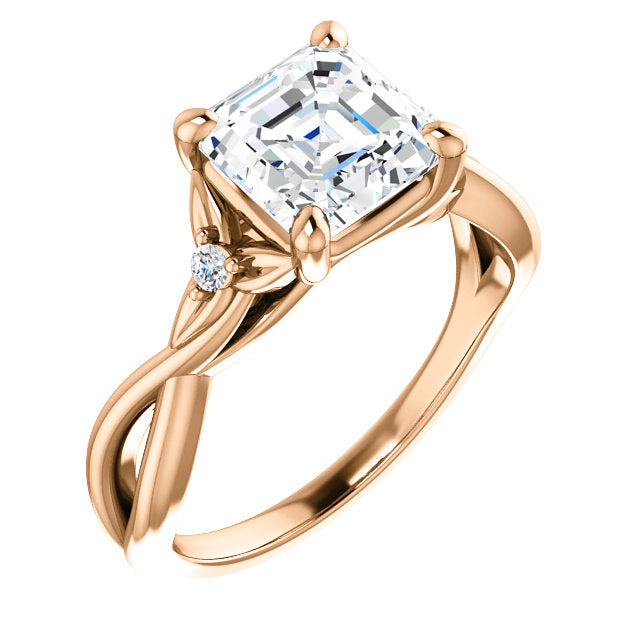 Asscher Cut Twisted Detail Engagement Ring - Michael E. Minden Diamond Jewelers
