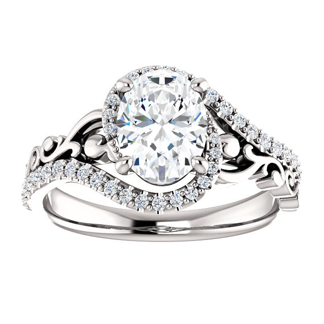Sculptural Oval Halo Engagement Ring - Michael E. Minden Diamond Jewelers