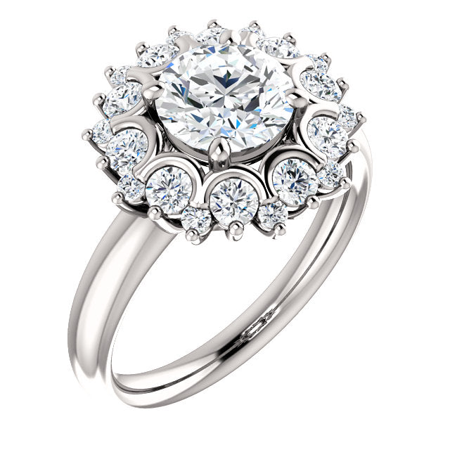 Round Halo Vintage Inspired Engagement Ring - Michael E. Minden Diamond Jewelers