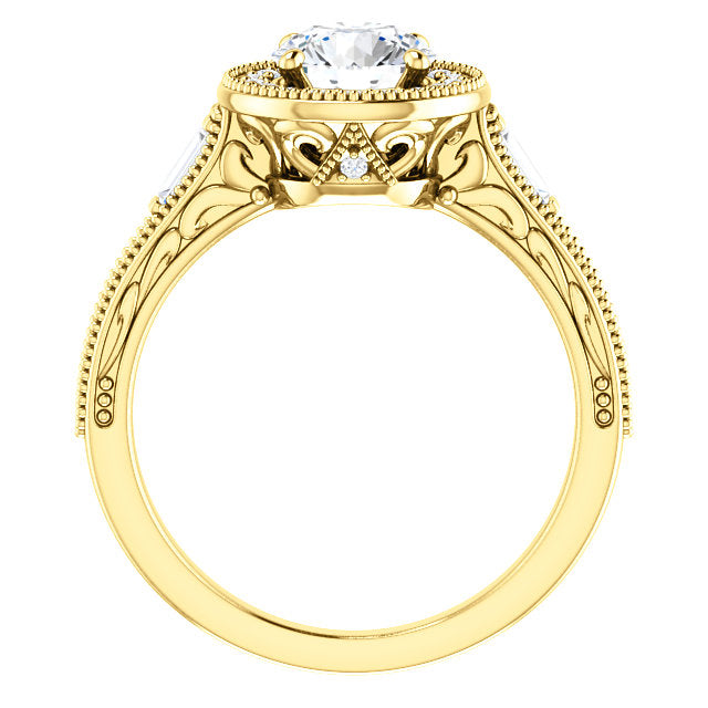 Round Halo Intricate Setting Engagement Ring - Michael E. Minden Diamond Jewelers