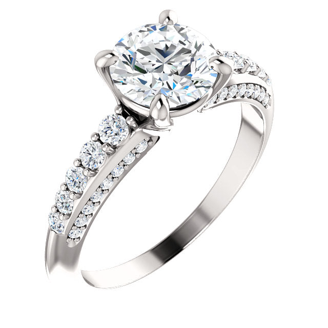 Round Shape Accented Engagement Ring - Michael E. Minden Diamond Jewelers