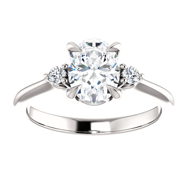 Oval Three-Stone Engagement Ring - Michael E. Minden Diamond Jewelers