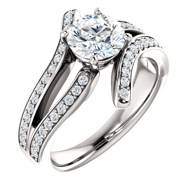 Round Bypass Curve Engagement Ring - Michael E. Minden Diamond Jewelers