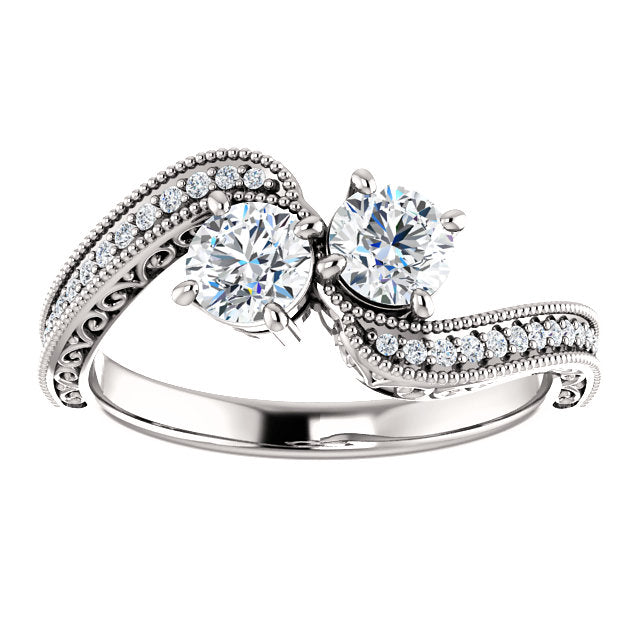 Two-Stone Wrapped Detail Engagement Ring - Michael E. Minden Diamond Jewelers