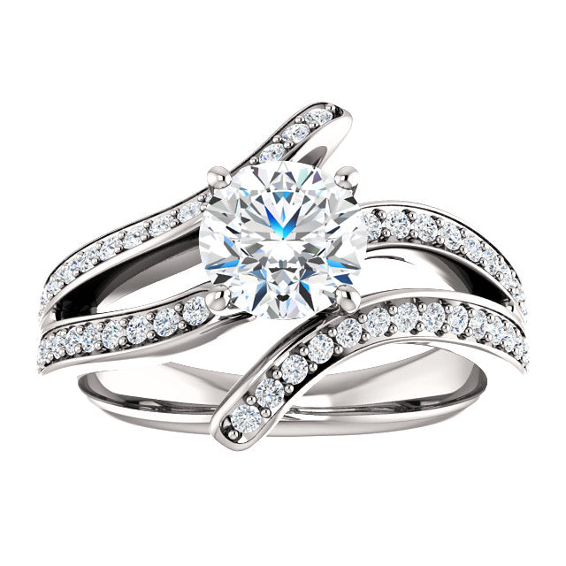 Round Bypass Curve Engagement Ring - Michael E. Minden Diamond Jewelers