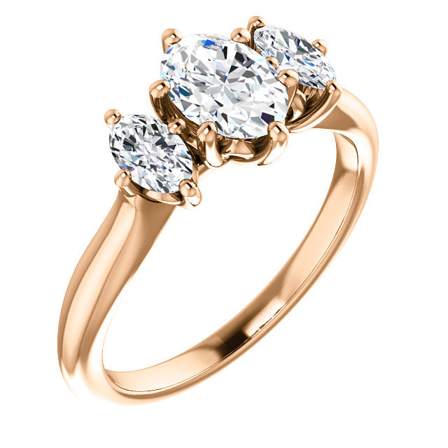 Oval Three-Stone Engagement Ring - Michael E. Minden Diamond Jewelers