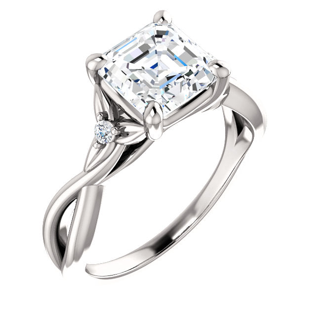 Asscher Cut Twisted Detail Engagement Ring - Michael E. Minden Diamond Jewelers