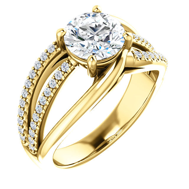 Round Cut Three-Row Engagement Ring - Michael E. Minden Diamond Jewelers