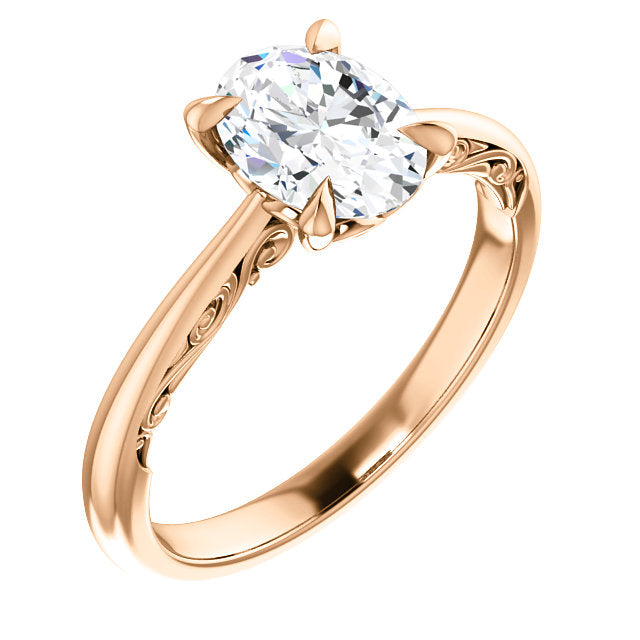 Oval Intricate Solitaire Engagement Ring - Michael E. Minden Diamond Jewelers