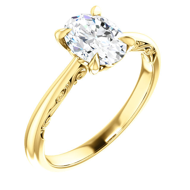 Oval Intricate Solitaire Engagement Ring - Michael E. Minden Diamond Jewelers