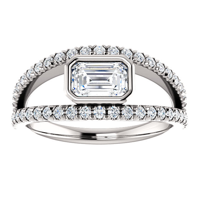 Bezel Set Split Setting Engagement Ring - Michael E. Minden Diamond Jewelers