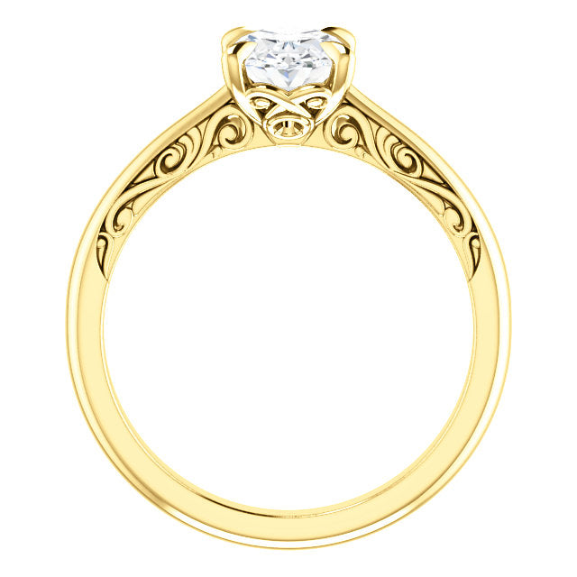 Oval Intricate Solitaire Engagement Ring - Michael E. Minden Diamond Jewelers