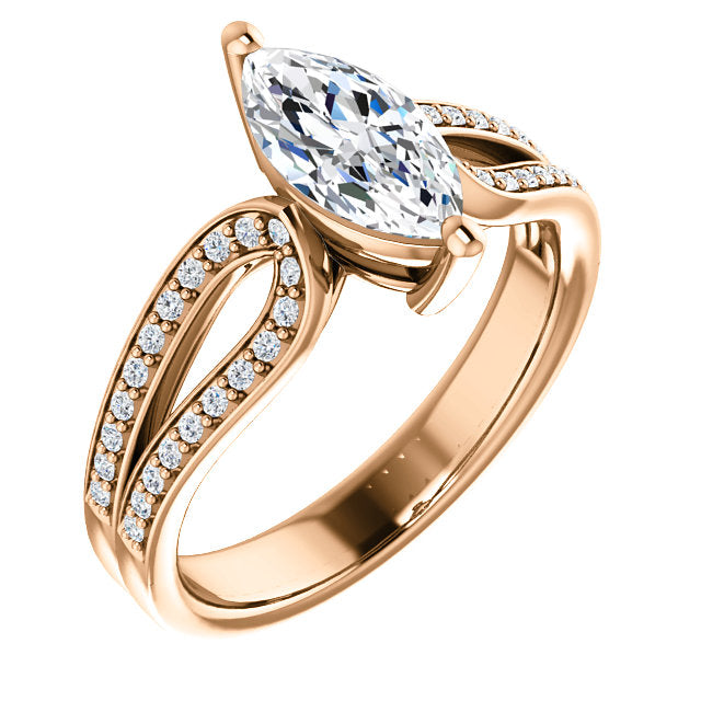 Marquise Shape Split Shank Engagement Ring - Michael E. Minden Diamond Jewelers
