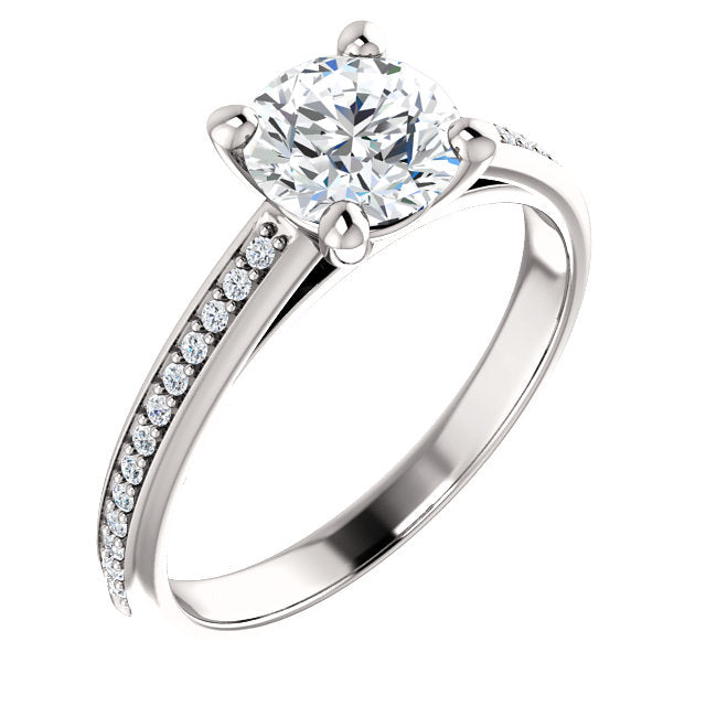 Round Cut Middle Diamond Row Engagement Ring - Michael E. Minden Diamond Jewelers