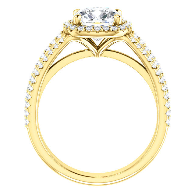 Cushion Shape Halo Three-Row Engagement Ring - Michael E. Minden Diamond Jewelers