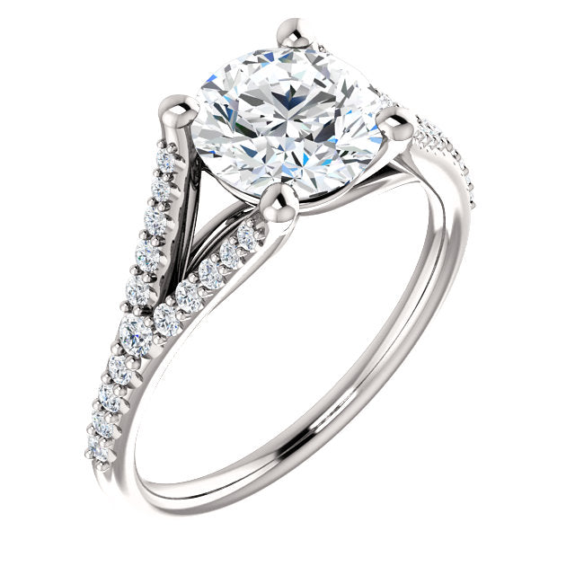 Round Cut Split Shank Engagement Ring - Michael E. Minden Diamond Jewelers
