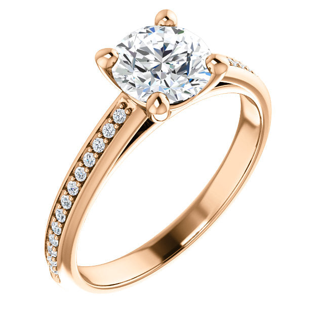 Round Cut Middle Diamond Row Engagement Ring - Michael E. Minden Diamond Jewelers