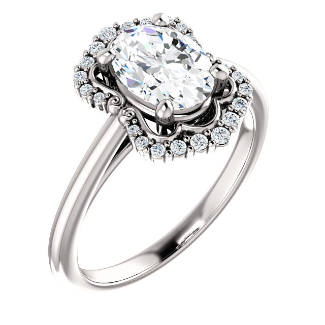 Oval Intricate Halo Engagement Ring - Michael E. Minden Diamond Jewelers