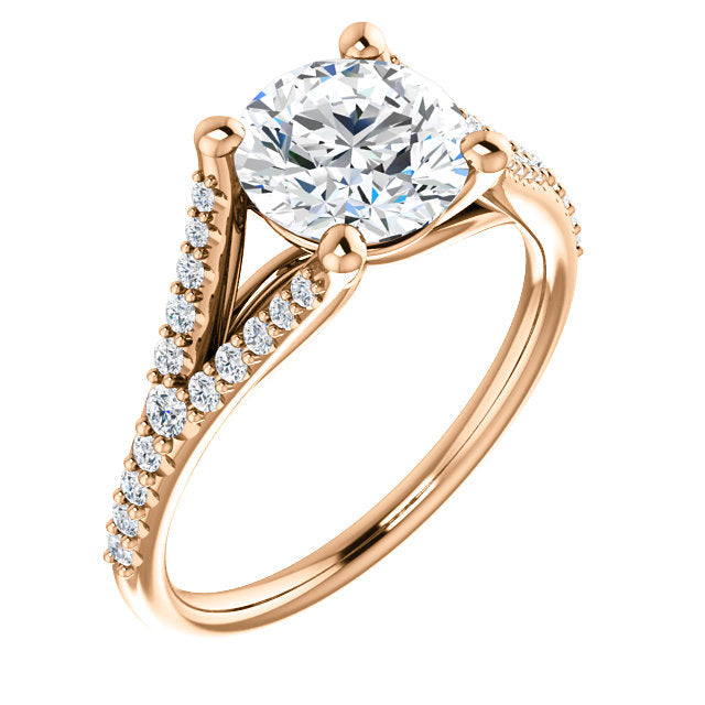 Round Cut Split Shank Engagement Ring - Michael E. Minden Diamond Jewelers