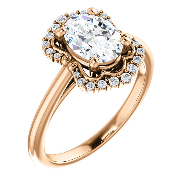 Oval Intricate Halo Engagement Ring - Michael E. Minden Diamond Jewelers