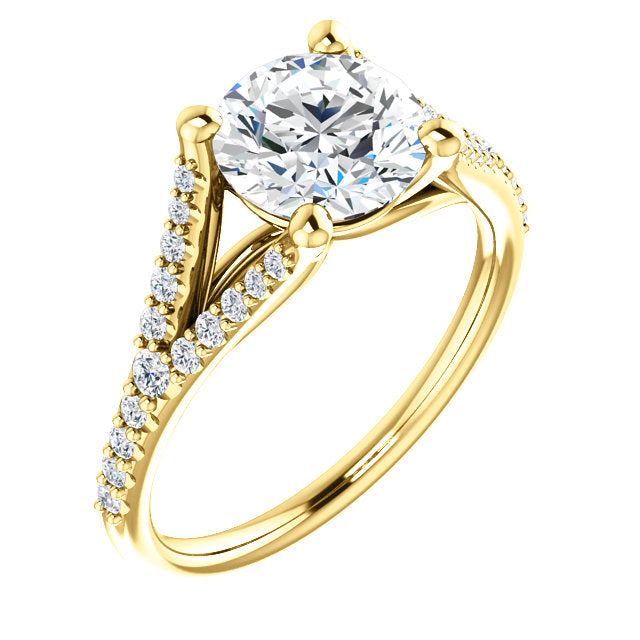 Round Cut Split Shank Engagement Ring - Michael E. Minden Diamond Jewelers