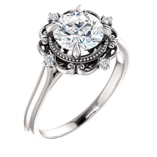 Vintage Inspired Swirl Engagement Ring - Michael E. Minden Diamond Jewelers