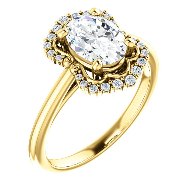 Oval Intricate Halo Engagement Ring - Michael E. Minden Diamond Jewelers