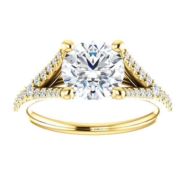 Round Cut Split Shank Engagement Ring - Michael E. Minden Diamond Jewelers