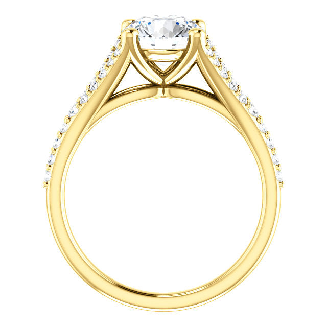 Round Cut Split Shank Engagement Ring - Michael E. Minden Diamond Jewelers