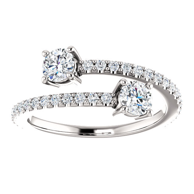 Two-Stone Bypass Engagement Ring - Michael E. Minden Diamond Jewelers